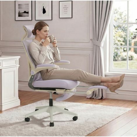 Chaise bureau pliante ergonomique mesh violette HAVRYA (1/3)