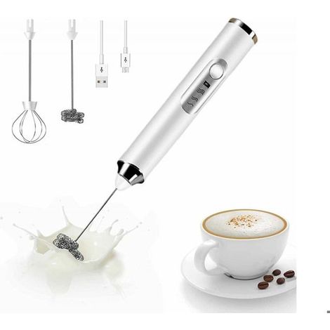 Mousseur à lait électrique, bâton de mousseur à lait pratique rechargeable par USB, fouet mobile 3 vitesses réglables pour café (1/5)