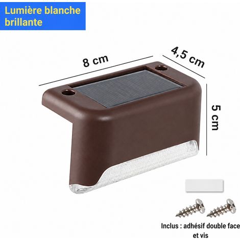 Lampe solaire d'extérieur LED 5V boîtier marron lumière blanche pour marche escalier clôture 100 g réf 4337 100 g – Livraison gratuite
