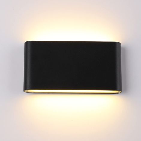 Aplique LED moderno de pared, 12 W, 3000 K, IP65, resistente al agua, para exteriores, para jardines, pasillos, escaleras y porches, negro (1/5)