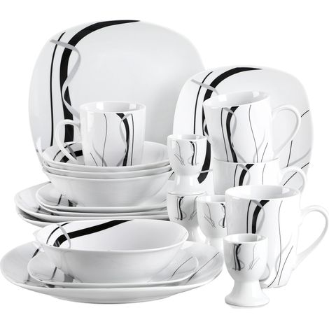 Service de vaisselle, matériau en porcelaine, capacité de 7 à 9 utilisateurs, 20-PIÈCE