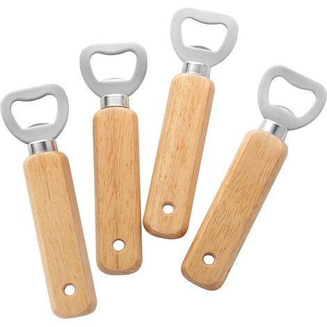 Abridores de botellas de madera, juego de 4 piezas de prácticos abridores de botellas de cerveza, sidra, bares y electrodomésticos (1/4)