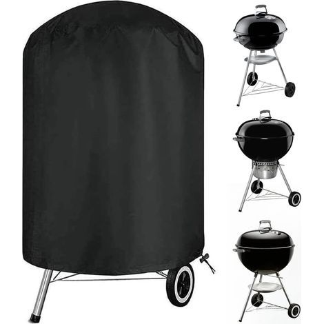Housse de barbecue à charbon de bois, housse de fumoir extérieure imperméable et robuste, housse de gril ronde, convient à la plupart des grils à charbon de bois - 27,5 x 27,5 pouces (1/4)