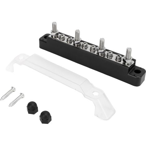 Bloc de distribution de puissance 10 voies, 4 bornes M6, 6 vis M4, noir négatif, pour voiture camion yacht caravane (1/5)