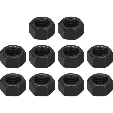 3/8-16 Hex Écrous, Carbone Acier Grade 8.8 Noir Oxydé hex Écrou pour Vis Boulon, 10 de Paquet (1/5)