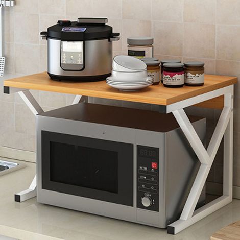 Étagère de rangement de cuisine multi-niveaux sans perçage, organisateur de four à micro-ondes, format compact, pour bureau (1/5)