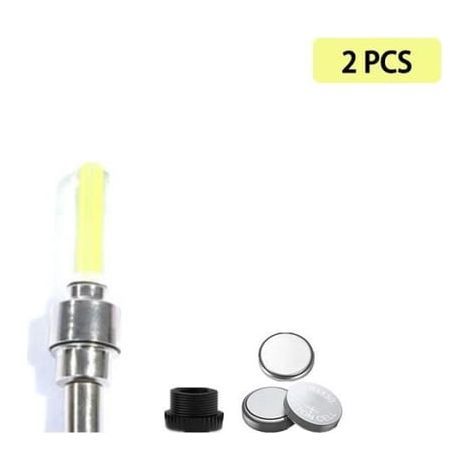 Décoration de vélo, rayons de vélo néon avec pile, bouchons de valve de pneu, éclairage de roue LED, accessoires de vélo - 2 pièces jaunes