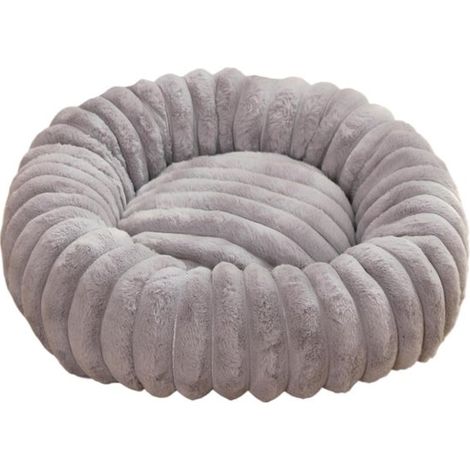 Donut-Hundebett – Beruhigendes Hundekissen – Entspannung und Ruhe – Weiches Plüschmaterial – 40 cm Durchmesser – Grau (1/5)