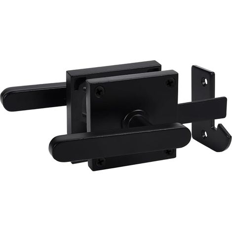 Loquet de portail robuste double face en aluminium pour porte de grange gauche pour clôture en bois Noir (1/5)