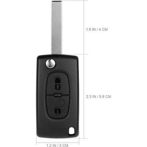 Schlüsselanhänger – Klappbar – 2 Tasten – CE0536-kompatibel – Für Peugeot 207, 307, 308, 407, 408, 3008, 5008, Citroën C2, C3, C4, C5, C6, C8 – 1 Stück (1/5)