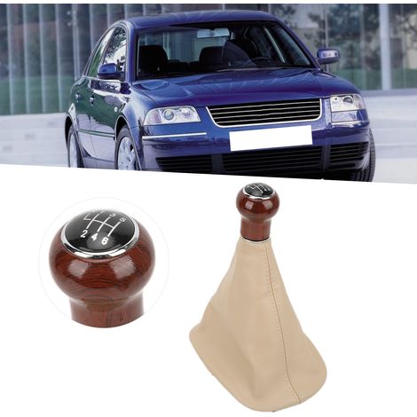 Schalthebel für Kraftfahrzeuge, Staubschutzhülle aus PU-Leder, 6 Gänge, robustes ABS-Material, Holzmaserung (1/5)