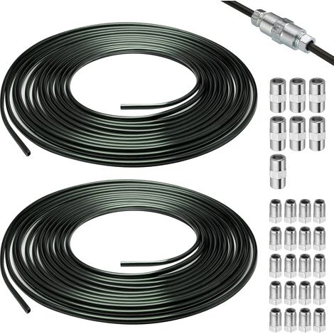5m Tuyau de Frein Ø 4,76 mm en Acier Cuivré Revêtu, 2 Pcs Câbles de Frein avec 20 Raccords Vissés et 10 Connecteurs, Conduite Générale, Cable Frein Facile à Plier Manuellement pour Automobile (1/5)