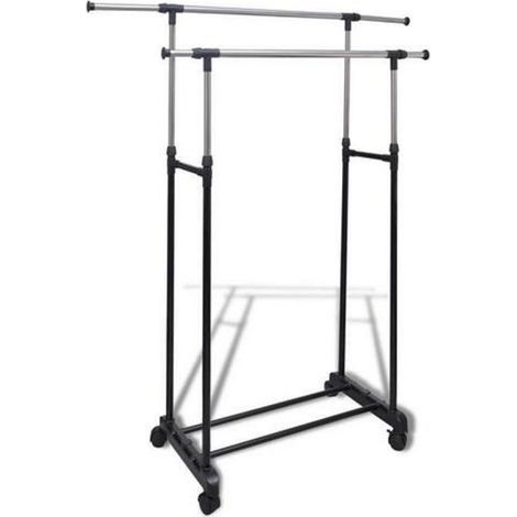 SiFree®Portant à vêtements avec 4 Roulettes - Hauteur et Largeur réglable - L 84-150 x P 42 x H 108-170cm - Cadre en acier inoxydable (1/4)
