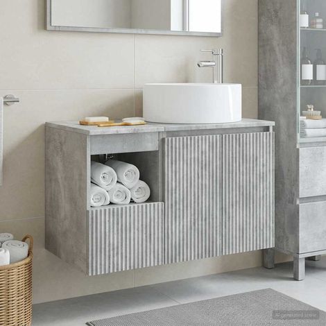 Beyamis Ensemble de meubles de salle de bain 2 pièces Gris béton (1/5)