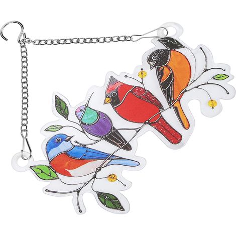 Oiseaux colorés suspendus pour fenêtre - Décoration d'oiseaux pour porte et vitre (1/5)