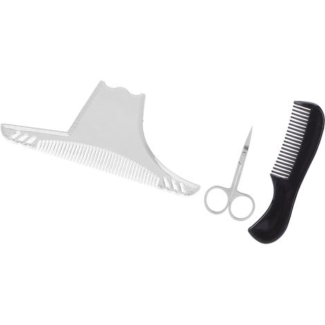 Peigne de mise en forme de barbe transparent, gabarit de coiffage pour homme, accessoire de style, kit de moulage, outil de soin, modèle de taillage, design mâle, finition précise, lot de 2 pièces. (1/5)