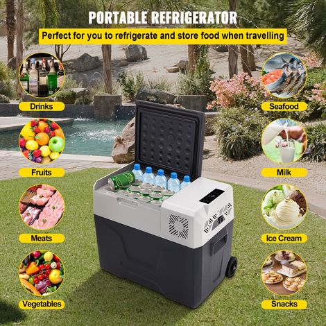 Glacière portative 12V 24V 40L zone unique avec roues et poignée, réfrigérateur compresseur -20°C à 20°C, 100-240V AC pour camping et extérieur (1/5)