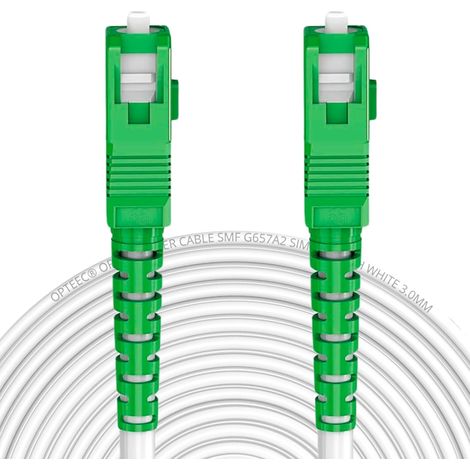 Câble Fibre Optique Blindé - ORANGE/SFR/BOUYGUES/SOSH/RED by SFR - Rallonge/Jarretière - SC-APC à SC-APC Renforcé - Simplex Monomode - Garantie 10 Ans - Blanc (0,5M) (1/5)