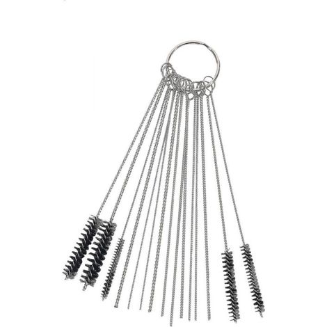Kit d'outils de nettoyage de jet de saleté de carbone de carburateur 10x aiguilles de nettoyage avec 5x brosses (1/5)