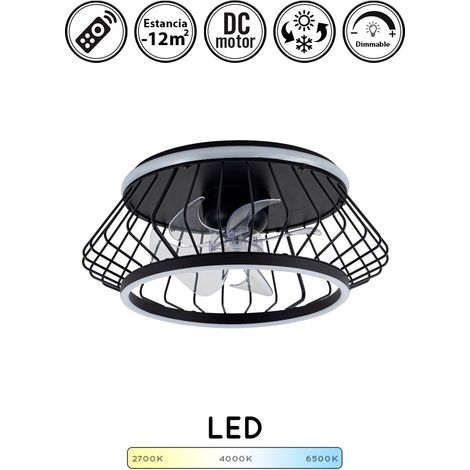 Ventilador de techo con luz silencioso DC con mando cobra negro 50 cm invierno-verano color luz regulable (1/4)