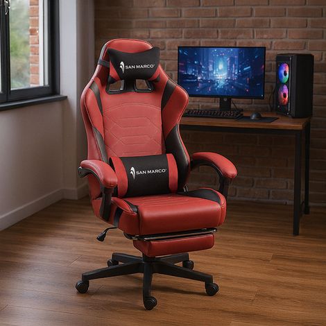 Sedia da gaming rossa ergonomica e reclinabile San Marco (1/5)