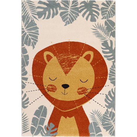 Tapis Enfant Lion en Velours Doux pour Chambre Bébé Certifié OEKO-TEX Fabriqué en Europe - PANGIVO (1/5)