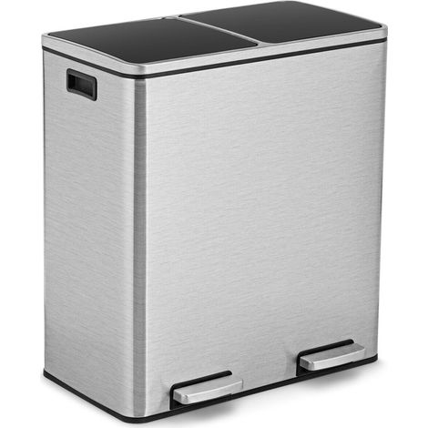 COSTWAY 2x30L Recycling Pedal Bin Double Kitchen Waste Bin with Plastic Inner Buckets (1/5)