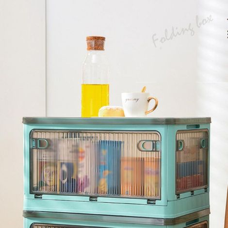 Bacs de rangement avec couvercles - Bacs de rangement pliables, Bacs de rangement en plastique pour l'organisation de votre placard, Boîte de rangement pliable de 28 l, Bacs de rangement empilables po (1/5)