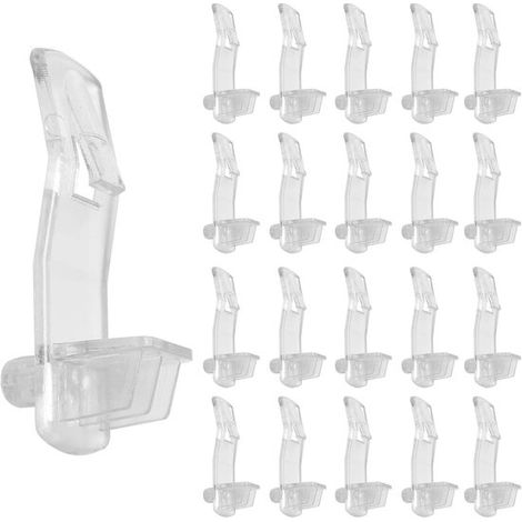20 pasadores de soporte para estantes con cierre, Fácil instalación, Plástico PC, estantes, librerías, armarios, roperos, Transparente (1/5)
