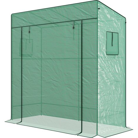 Invernadero exterior con ventanas de malla y puerta con cremallera 196x77x197 cm verde (1/5)