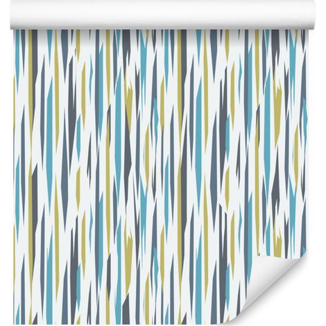 Papel pintado de rayas retro de colores para salón y dormitorio, 50x1000 cm. (1/5)