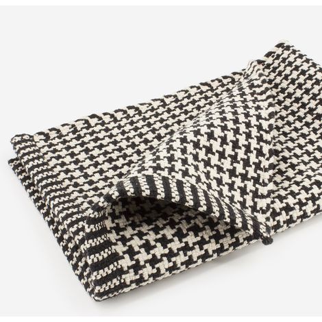 BATHBAZAAR - Tapis de bain noir et blanc pied de poule