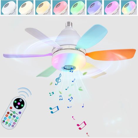 Ventilateur Plafond - Lumière LED RGB Dimmable Vitesses Minuterie Sans Base Télécommande Incluse E27 50cm 6 (1/5)