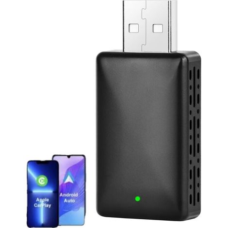 Adaptateur CarPlay & Android Auto Sans Fil – Clé USB Bluetooth 5.4 & WiFi 6 – Compatible Apple CarPlay, Android Auto, Peugeot 308, Golf 7, Clio 4, Mercedes, Dongle USB Voiture