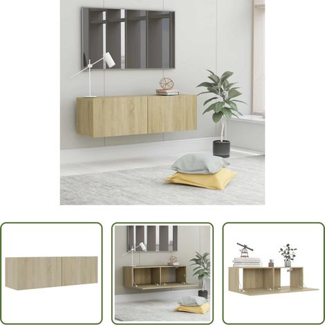 Wandhalterung - TV-Schrank Sonoma-Eiche 100x30x30 cm Holzwerkstoff (1/5)