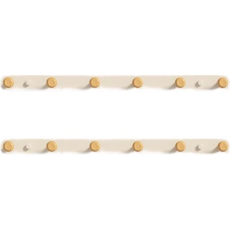 TAISHENGDA 2er-Set Wandgarderobenständer mit 6 Haken – Aluminium und Massivholz, Cremeweiß (1/5)