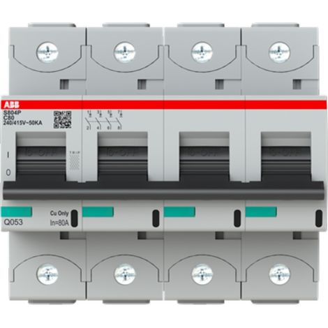 Interruttore magnetotermico alte prestazioni 80A 4P 50kA ABB S804PC80