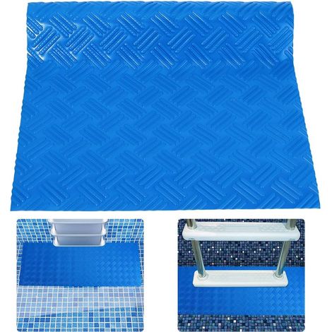Tapis D'Échelle de Piscine Bleu 23x60cm Tapis de Protection pour Échelle de Piscine Hors Sol Tapis de Marche avec Texture Antidérapante Marches Revêtements Échelles de Piscines Rayure (1/5)