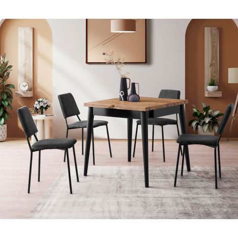 Tavolo da pranzo allungabile per 4 persone in marmo nero 80 cm PALLINI