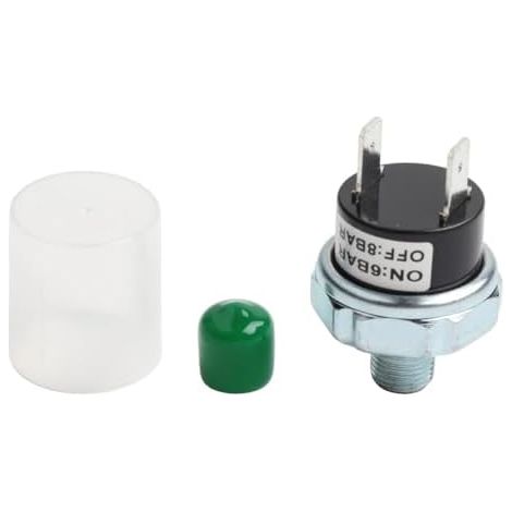 Interrupteur de pression d'air pour compresseur d'air G1/4 G1/8 Filetage 5-8 BAR Arrêt automatique 12 V 24 V AC DC Boîtier en métal robuste jusqu'à 100 000 cycles pour klaxon pneumatique (G1/8 6-8BAR) (1/5)