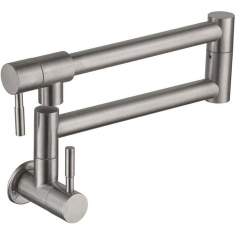 Folding kitchen faucet, wall-mounted sink faucet, 360-degree rotating cold water mixer tap for kitchen, single hole, double handle (1/4)