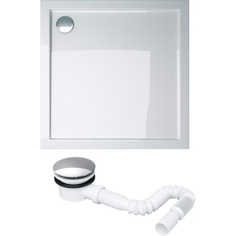 doporro Piatto Doccia 100x100x4cm Lucia/Faro AR incl. Piletta di Scarico (AL01), Forma: Rettangolare, Bianco (1/5)