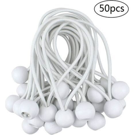 50 Pcs Tendeur à Boule Élastique, Tendeur de Bâche pour Pavillon, Camping, Tente Cordons, Rideaux Harnais d’Extension, 10cm (1/3)