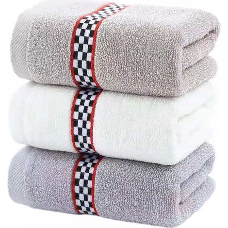 Set di 3 lussuosi asciugamani da bagno in cotone, 73 x 33 cm, ultra assorbenti e ad asciugatura rapida, ideali per il bagno e la spa. (1/5)