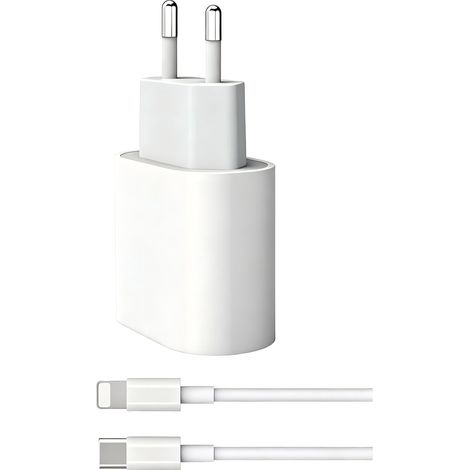 Carregador USB-C 25W - Com Cabos USB-C to Lightning, Branco, para Dispositivos Apple (Porta Lightning)