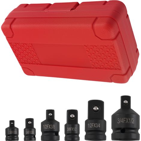 6 Pcs Adaptateurs Douille Impact Cliquet 1/4" 3/8" 1/2" 3/4" Acier Resistant (1/5)