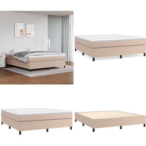 Cadre de lit sans matelas cappuccino 180x200 cm similicuir - Cadre De Lit - Lit Double - Similicuir - Lit Capitonné - Meuble Chambre - Home & Living (1/5)