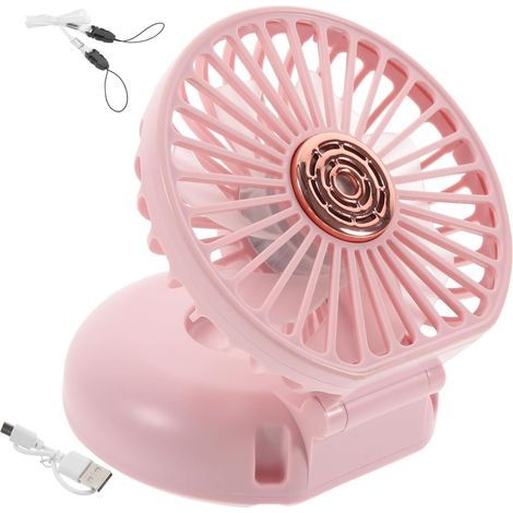 Ventilateur de voyage portable, petit ventilateur de table, ventilateur de cou portable, ventilateur USB pliable, petit ventilateur électrique pour enfant en ABS rose (1/5)