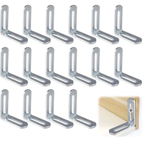 16 Pièces Equerre Metal, 49 x 49 x 18mm Équerre De Fixation, Équerre Angle 90 Degrés Acier Inoxydable, Réglables, Forme de L, pour la Fixation et la Réparation de Meubles, Renforcer les Joints (1/5)