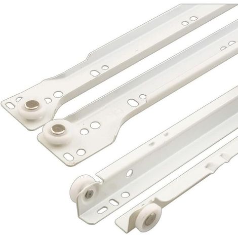 Kit de glissières pour tiroirs - Convient à la plupart des tiroirs inférieurs/latéraux - 1 jeu, blanc, 35 cm (1/4)